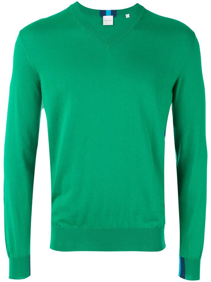 Paul Smith - V-neck Jumper - Men - Cotton - Xxl, Green, Cotton