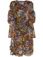 Preen By Thornton Bregazzi Belle Ruffled Floral Dress - Orange