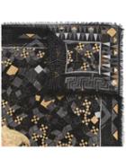 Versace Modern Baroque Scarf, Men's, Grey, Silk/modal