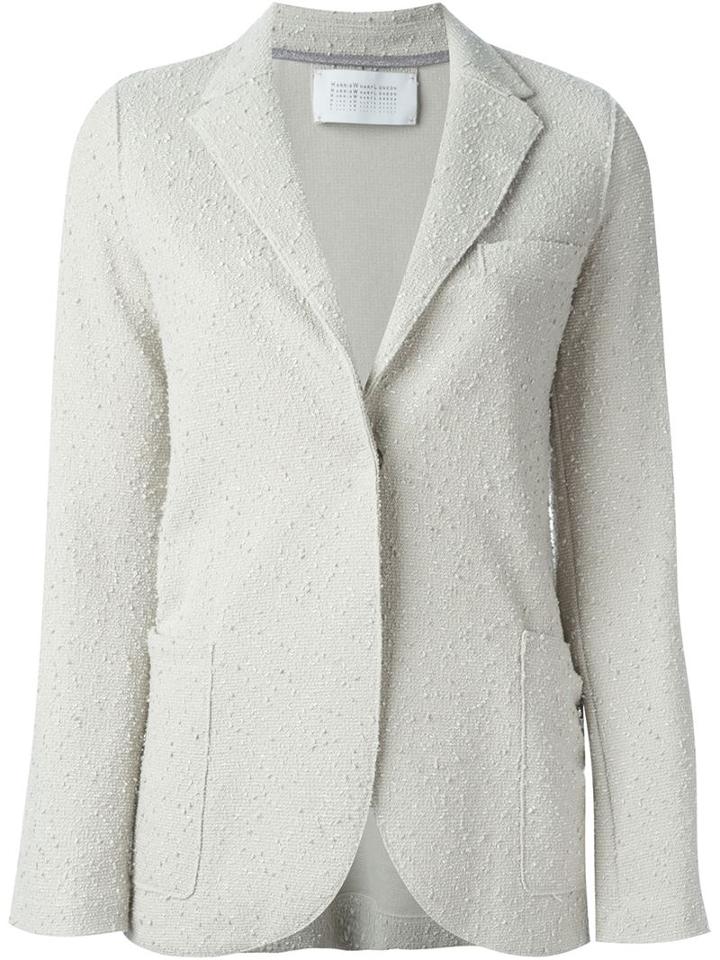 Harris Wharf London Textured Fitted Blazer, Women's, Size: 40, Nude/neutrals, Cotton/viscose/polyamide/spandex/elastane