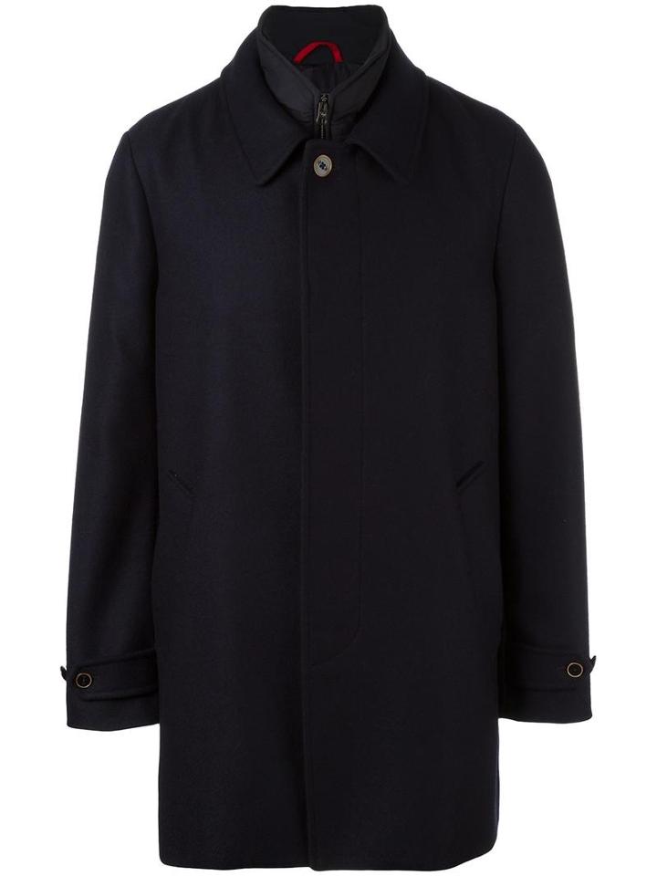 Fay Single Breasted Coat, Men's, Size: Xxl, Blue, Polyamide/spandex/elastane/virgin Wool