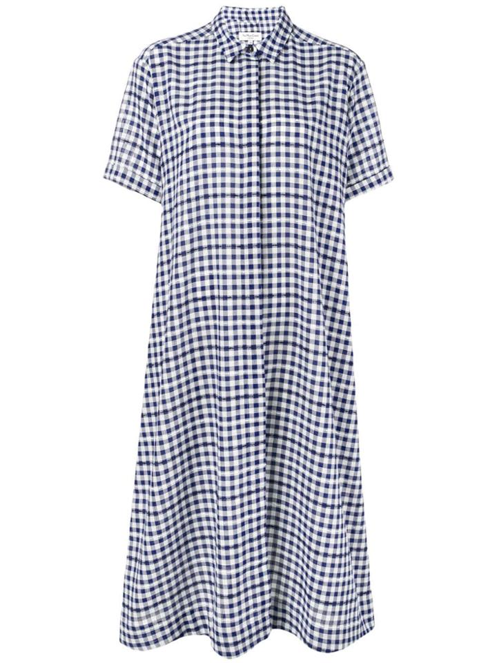 Ymc Joan Chequered Shirt Dress - Blue
