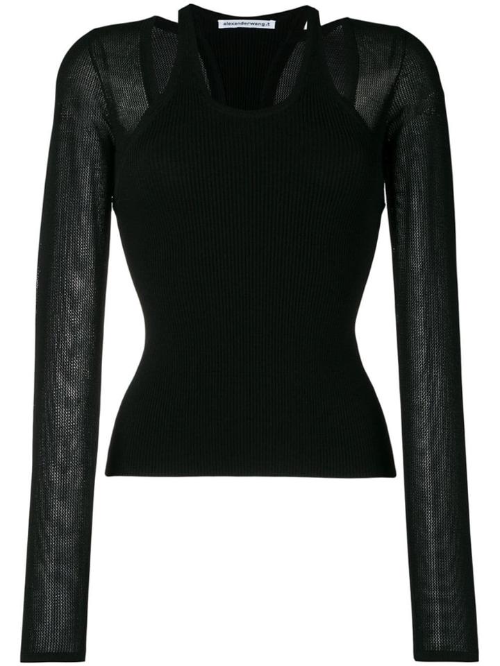 T By Alexander Wang Mesh Layering Top - Black