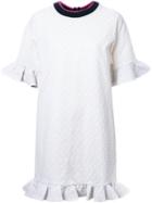 Marni Ruffle Jacquard Dress, Women's, Size: 48, White, Nylon/polyester/wool
