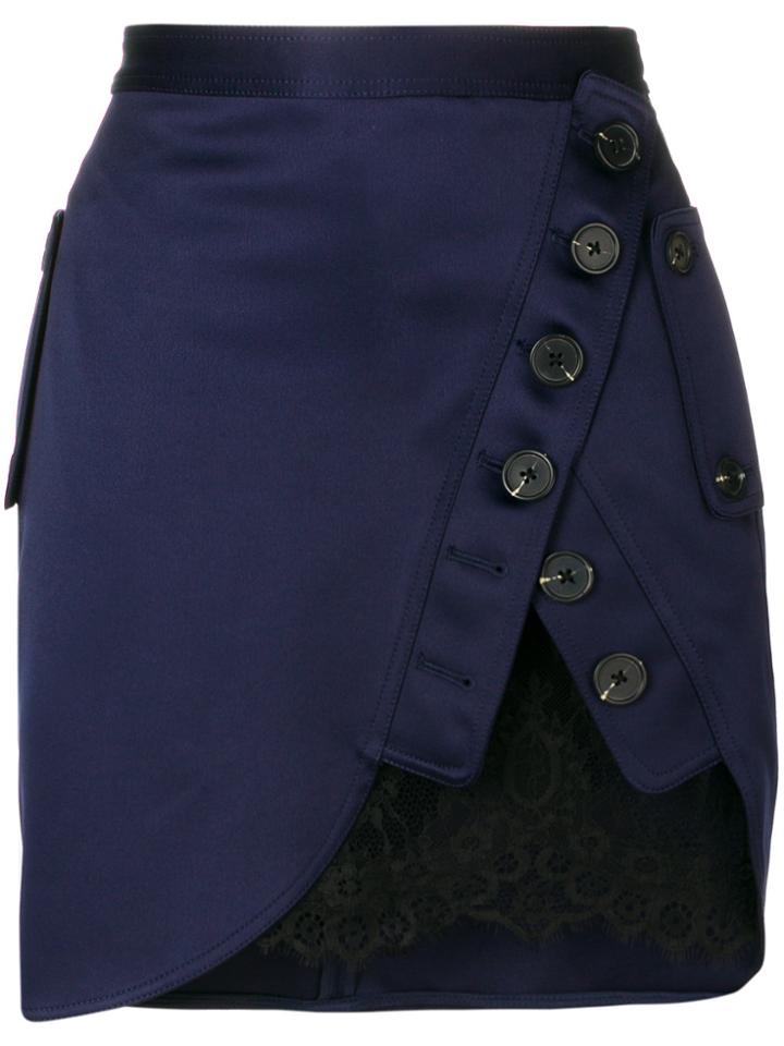 Self-portrait Wrap-effect Skirt - Blue