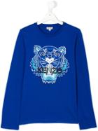 Kenzo Kids - Tiger Print T-shirt - Kids - Cotton - 16 Yrs, Blue