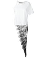 Filles A Papa - 'penny' One Shoulder Lace Panel T-shirt - Women - Cotton/polyamide - 0, White, Cotton/polyamide