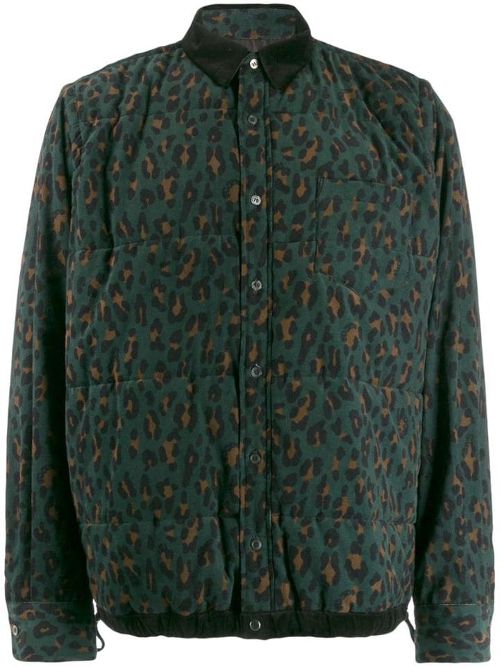 Sacai Leopard Print Shirt Jacket - Green