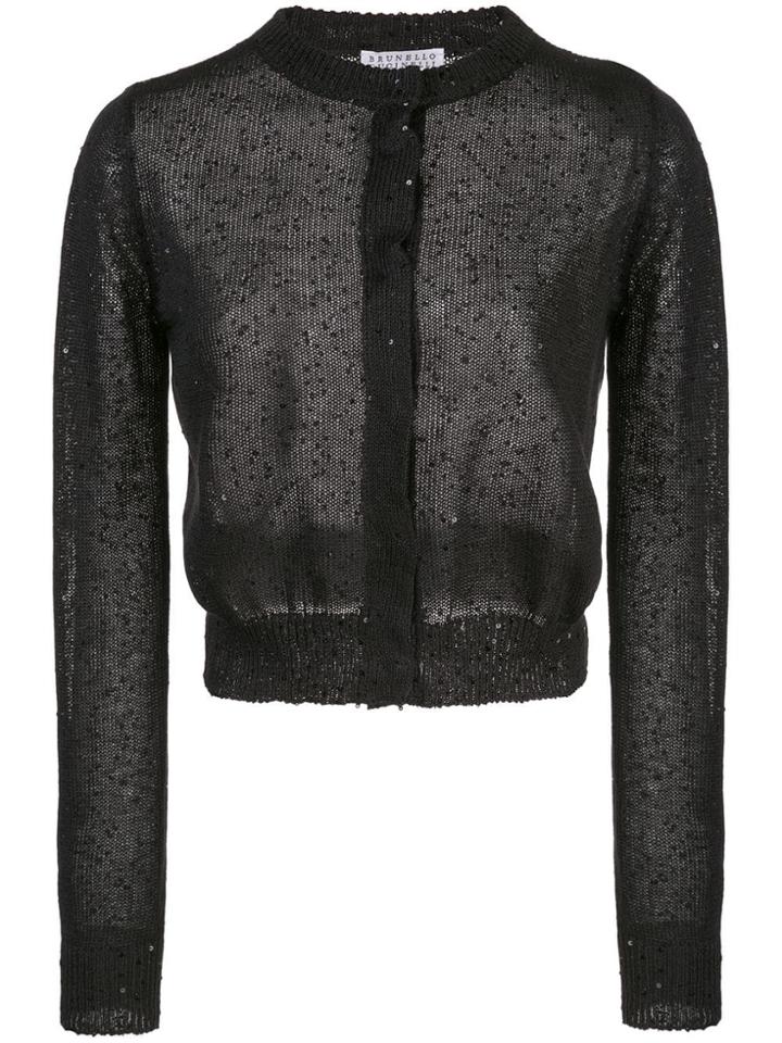 Brunello Cucinelli Sequin Embellished Cardigan - Black