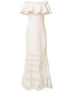 Tadashi Off-shoulders Gown, Women's, Size: Small, White, Nylon/spandex/elastane/rayon