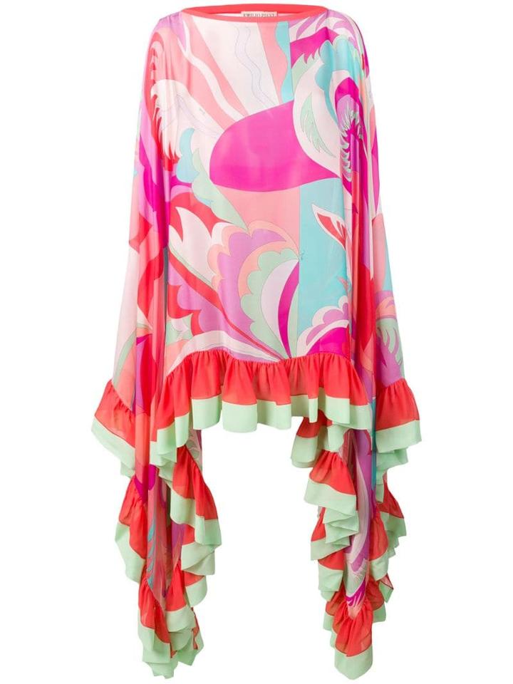 Emilio Pucci Ruffled Acapulco Print Beach Kaftan - Pink