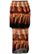 Fendi Parrot Motif Layered Skirt - Orange