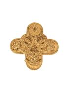 Chanel Vintage Triple Cc Cross Brooch - Gold