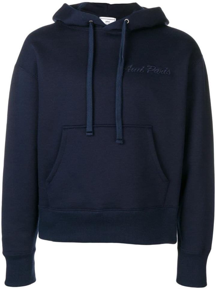 Ami Paris Hoodie With Ami Paris Embroidery - Blue