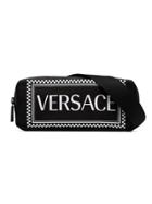 Versace Black Logo Print Belt Bag
