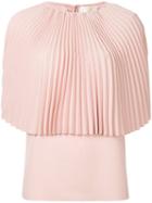 Sara Battaglia - Pleated Cape Blouse - Women - Polyester - 44, Pink/purple, Polyester