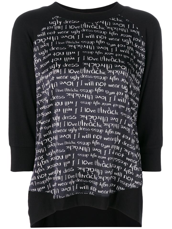 Ultràchic Slogan Print Top - Black