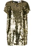 Msgm Sequin Shift Dress - Metallic