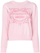 Boutique Moschino Long Sleeved Logo Sweater - Pink & Purple