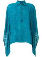 Just Cavalli Leopard Ruffle Shirt - Blue