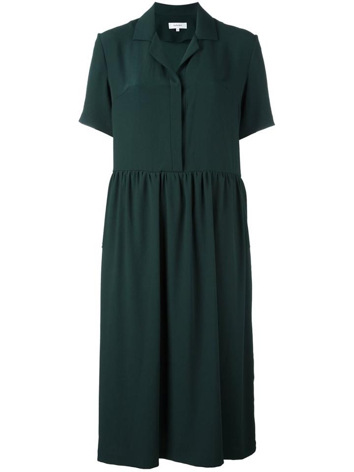 Carven Midi Shirt Dress, Women's, Size: 42, Green, Polyester