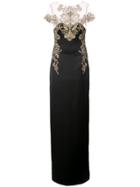 Marchesa Notte Ruffled Lace And Tulle Gown - Black