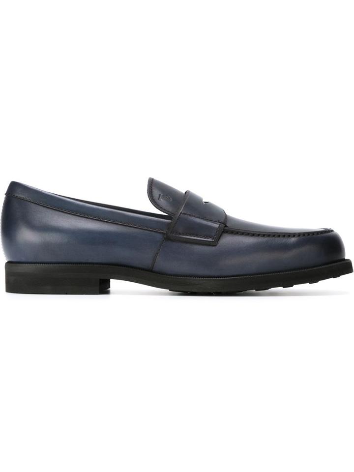 Tod S Penny Loafers, Men's, Size: 9.5, Blue, Leather/rubber