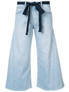 Sonia Rykiel - Wide Leg Cropped Pants - Women - Cotton - 36, Blue, Cotton