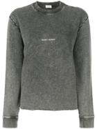 Saint Laurent Washed Logo Sweatshirt - Grey