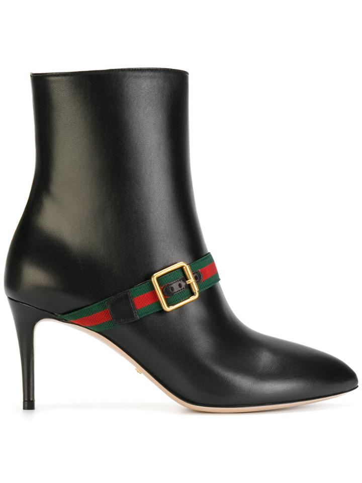 Gucci Web-trimmed Ankle Boots - Black