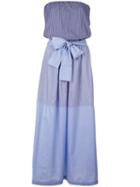 Erika Cavallini Seersucker Strapless Dress, Women's, Size: 40, Blue, Cotton
