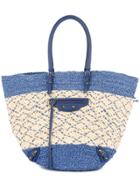 Balenciaga Vintage Crossed Pattern Tote - Blue