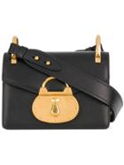 Prada Lock Embellished Shoulder Bag - Black