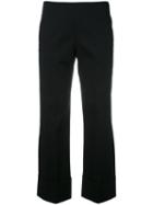 Fay Cropped Wide Trousers, Women's, Size: 42, Black, Cotton/spandex/elastane