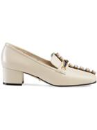 Gucci Leather Pumps With Crystal Stripe - White