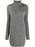 Blumarine Knitted Roll Neck Dress - Grey