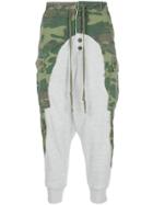 Greg Lauren Military Printed Loose Track Trousers - Green
