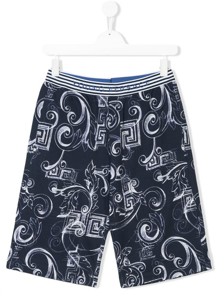 Young Versace Teen Icon Print Shorts - Blue