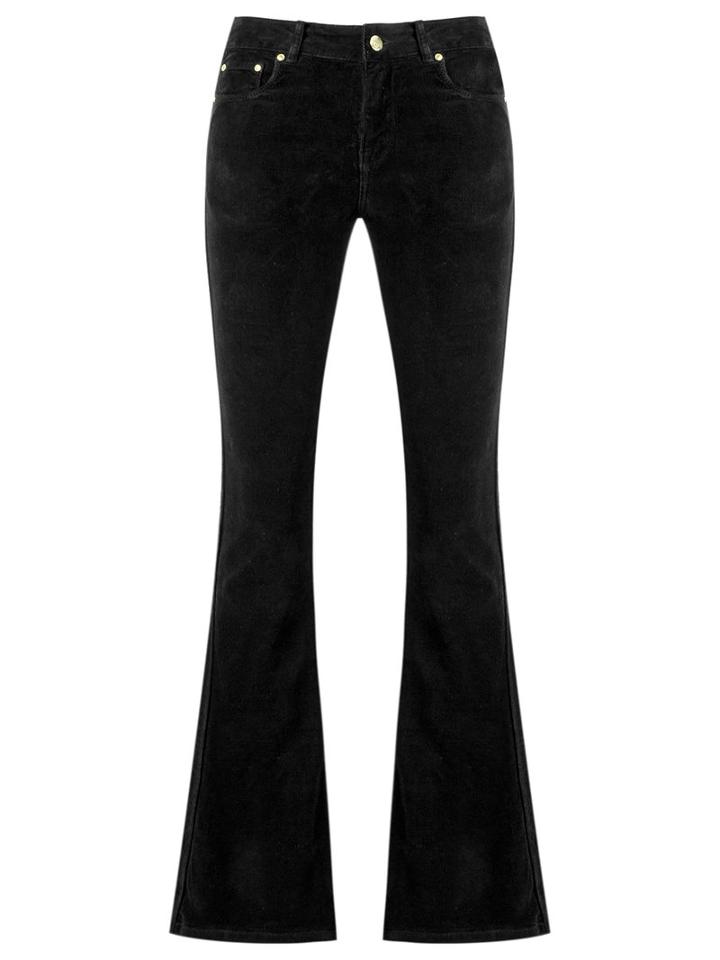 Amapô - Velvet Flared Trousers - Women - Cotton/elastodiene - 46, Black, Cotton/elastodiene