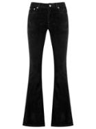 Amapô - Velvet Flared Trousers - Women - Cotton/elastodiene - 46, Black, Cotton/elastodiene