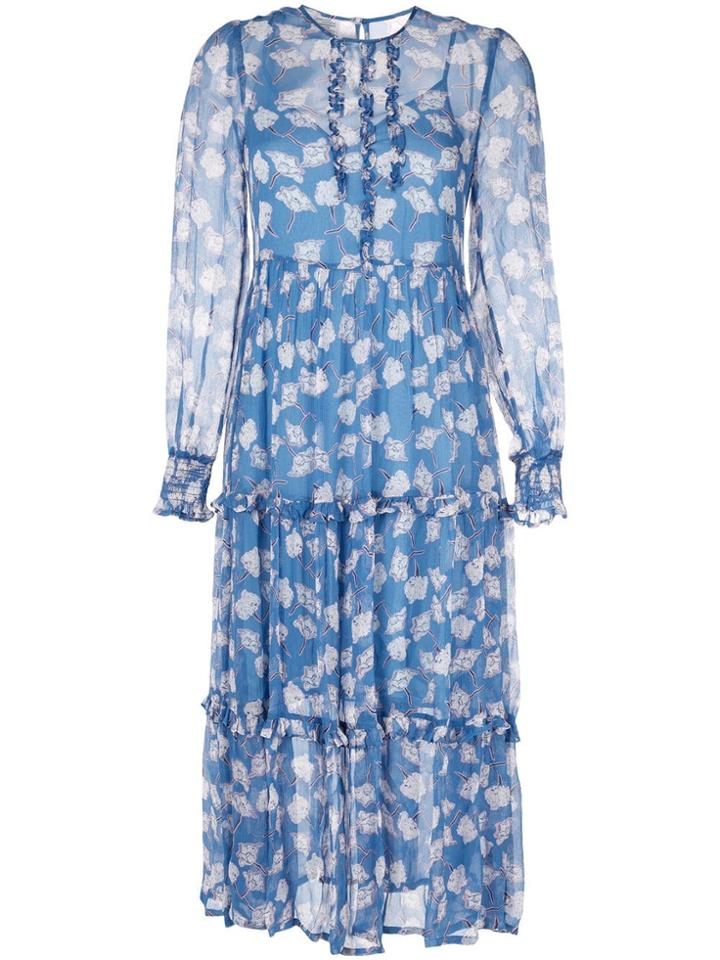 Baum Und Pferdgarten Floral Print Midi Dress - Blue