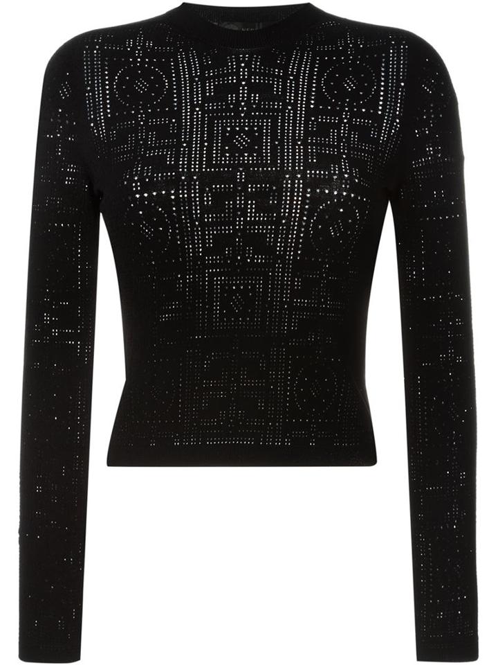 Versace Cropped Sweater, Women's, Size: 42, Black, Polyester/viscose
