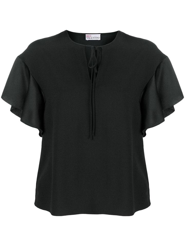 Red Valentino Ruffle Sleeve Blouse - Black