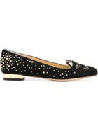 Charlotte Olympia Kitty Studded Flats - Black