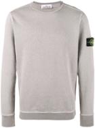 Stone Island Grey Cotton Fleece Back Crewneck Sweatshirt - Nude &
