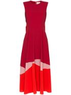 Roksanda Roks Drs Cn Slvls Midi Wave Clr Blk Hm - Red