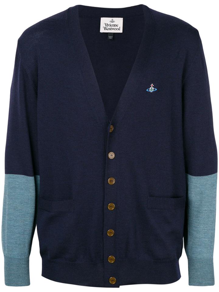 Vivienne Westwood Man Embroidered Orb Cardigan - Blue