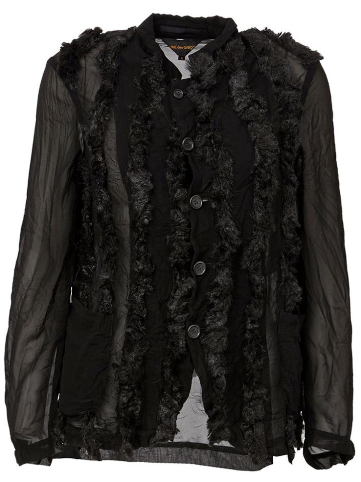 Comme Des Garçons Faux Fur Buttoned Jacket - Black