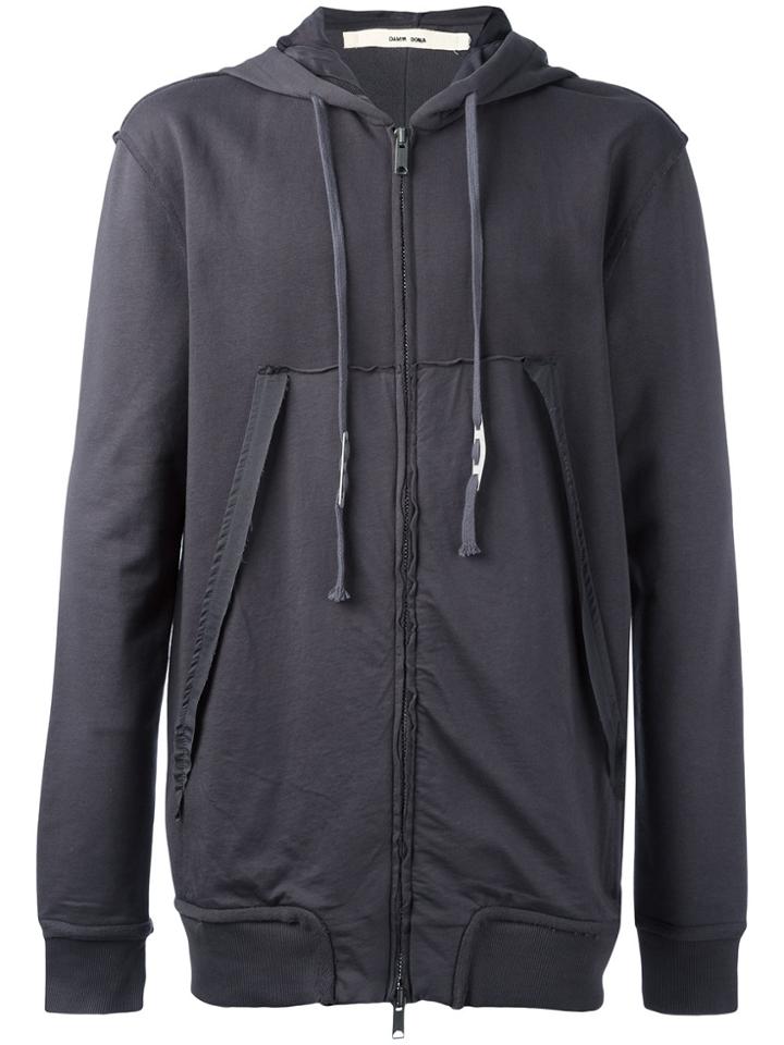 Damir Doma Oversized Pockets Zipped Hoodie - Grey