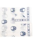 Alexander Mcqueen Tattoo Skull Scarf, Men's, White, Cotton/modal